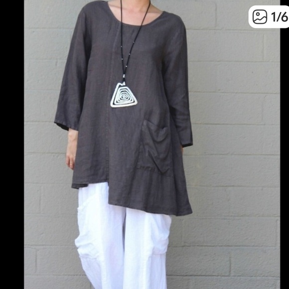 et' lois lagenlook 100% linen tunic in pastel blue Size M - Picture 2 of 10